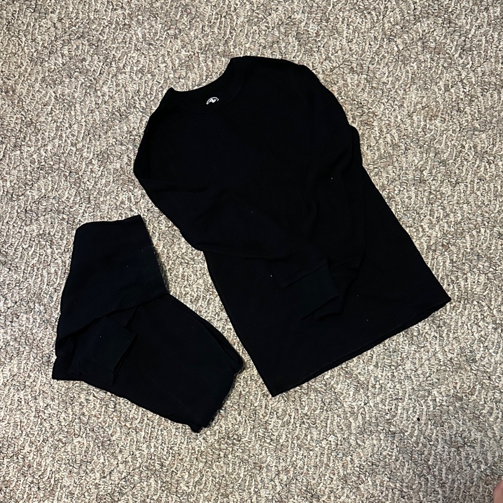 Athletic Works Black Kids Thermal Top and Bottom Set